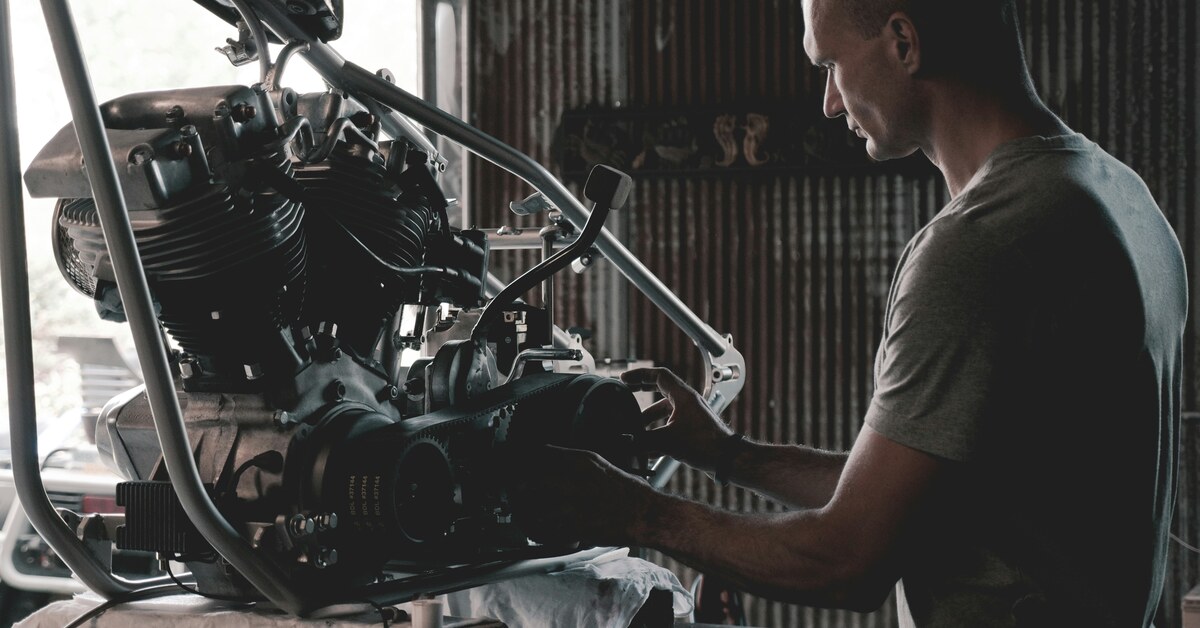 Mechanic with engine